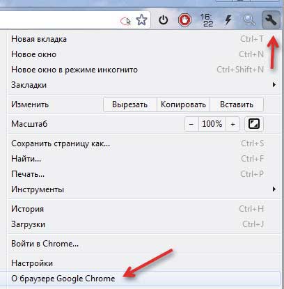 Информация о браузере Google Chrome